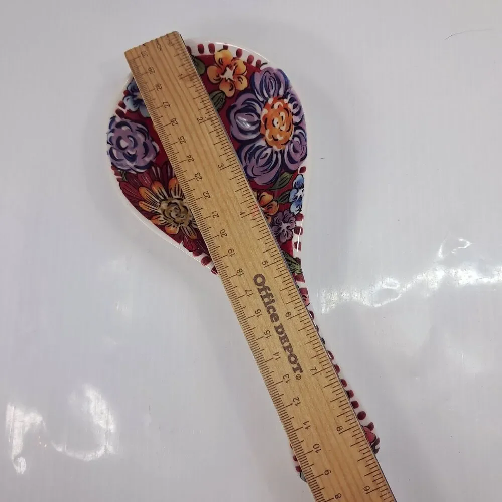 Dolly Parton Spoon rest red Garden floral Country flowers ceramic earthenware